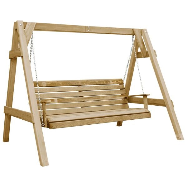 vidaXL Huśtawka ogrodowa "A-frame" z drewna, 2 siedzenia