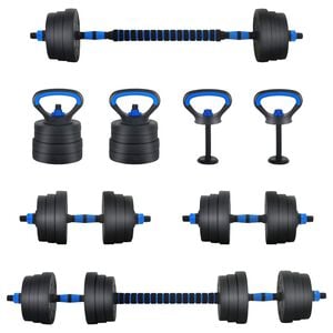 vidaXL Zestaw Hantli Barbell Kettlebell 4 w 1 20 kg Czarny i niebieski